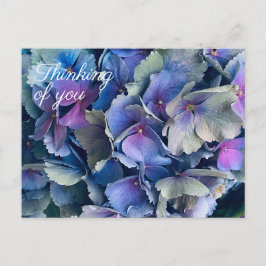 Flores de hidrangea azul pensando en tu postal