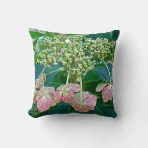 Flores de hidrangea de encaje rosado - almohada