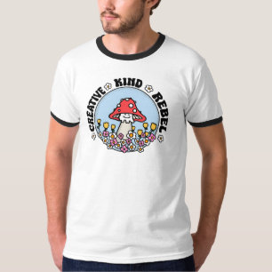 Flores de hongos Aquarius Rótulo Zodiac Camiseta