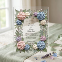 Flores de Hortensia Elegantes Invitación de Boda d