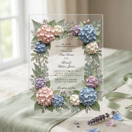 Flores de Hortensia Elegantes Invitación de Boda d