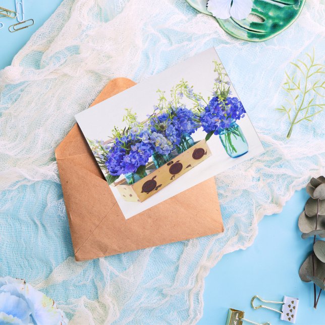 Flores de Hortensias Azules en Tarjeta Postal de C (Subido por el creador)