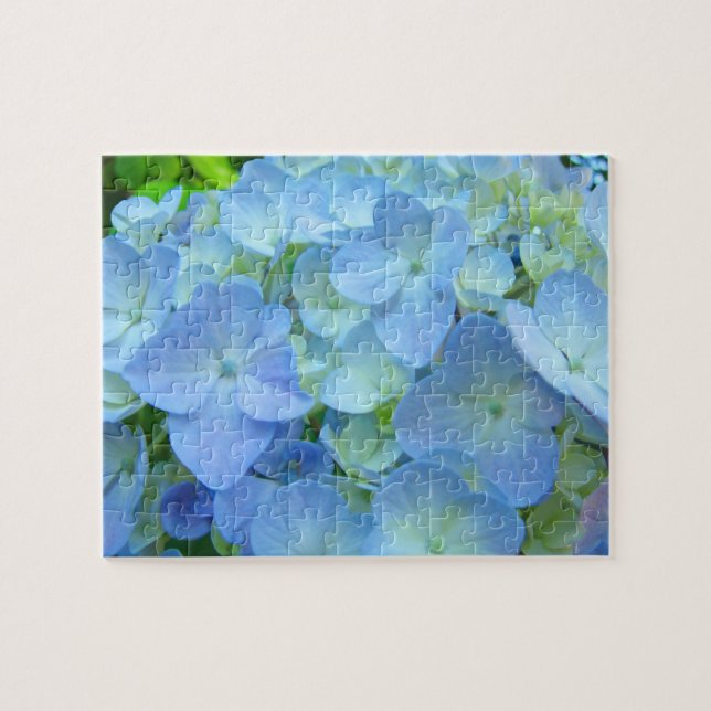 Flores de Hortensias Azules rompecabezas Jardín Fl (Horizontal)