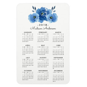 Flores de índigo   Imán del calendario personaliza