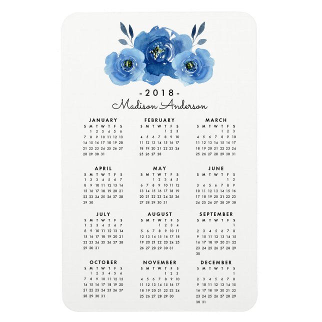 Flores de índigo | Imán del calendario personaliza (Vertical)