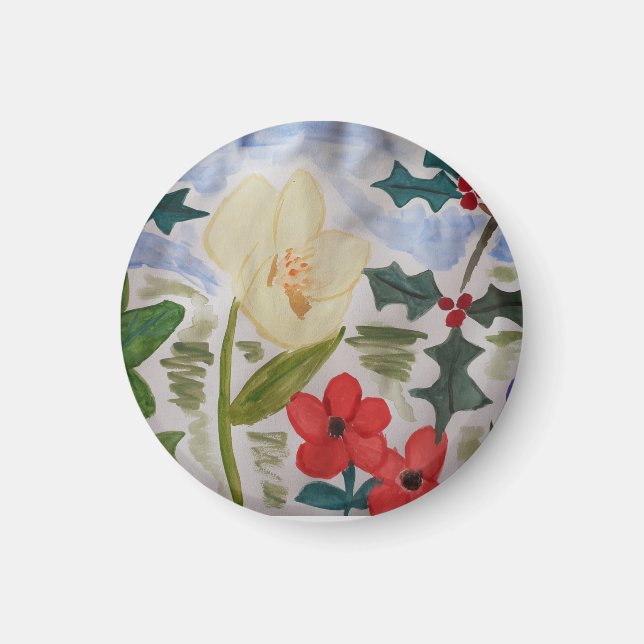 Flores de invierno y imán Holly (Frente)