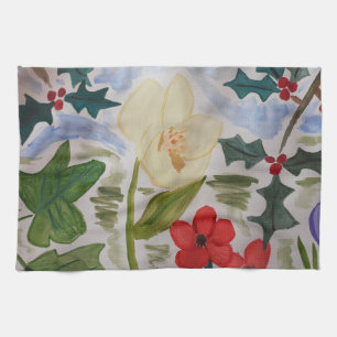 Flores de invierno y toalla de té holly
