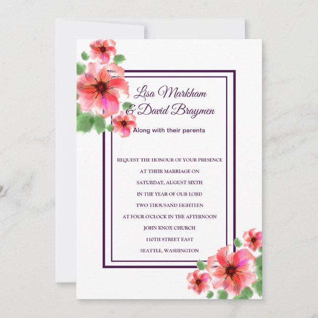 Flores de invitación a bodas (Anverso)