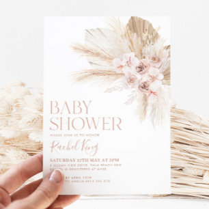 Flores de invitación a Boho Baby Shower Neutral ro