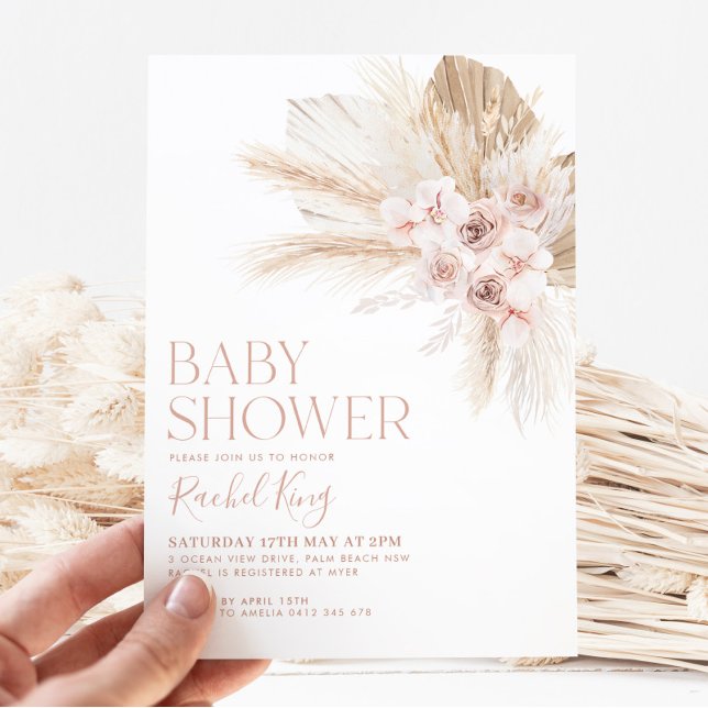 Flores de invitación a Boho Baby Shower Neutral ro (Subido por el creador)