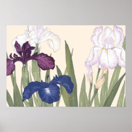 Flores de iris morado de arte floral japonesa vint