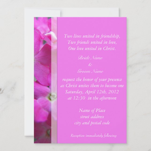 Flores de jardín rosadas Invitaciones de boda cris (Anverso)