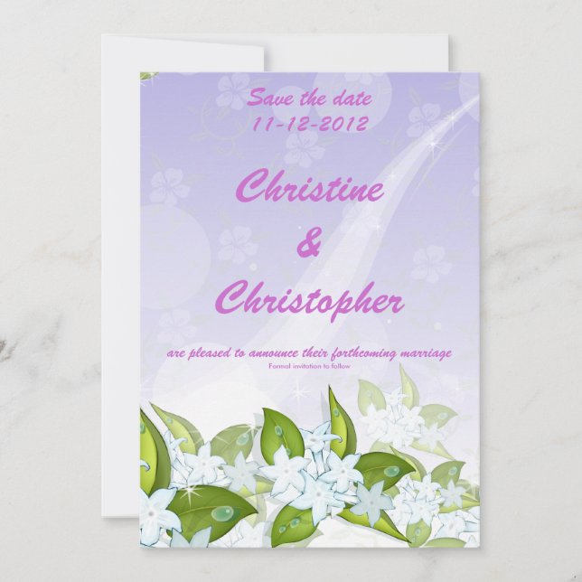 Flores de Jazmín Personalizables Invitación de Gua (Anverso)