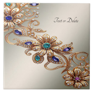 Flores de joyería de oro elegante baldosas de cerá