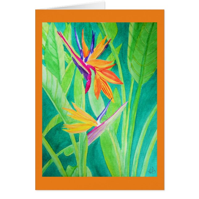 Flores de la ave del paraíso de la acuarela (Frente)