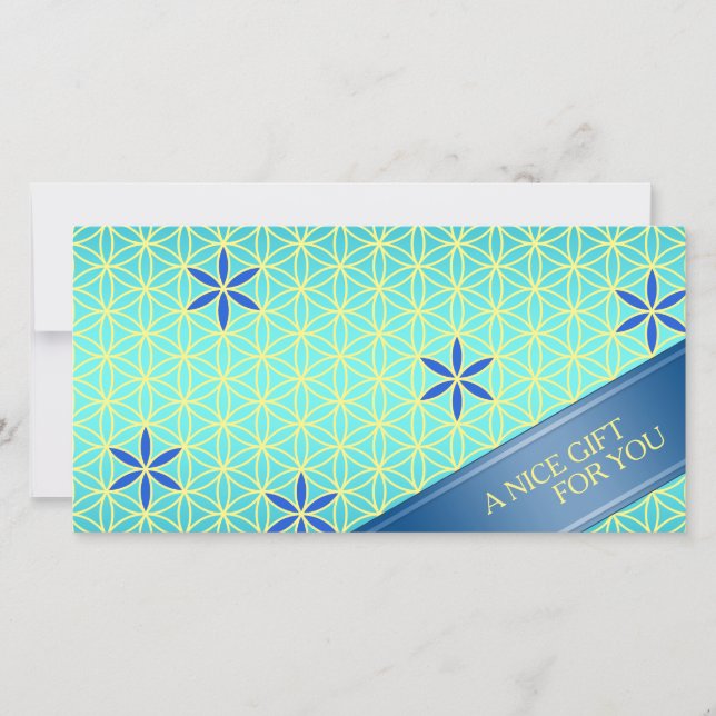 FLORES DE LA VIDA - patrón amarillo-cian (Anverso)