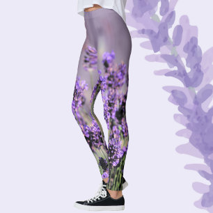 Flores de lavanda Botánico floral Leggings de lila