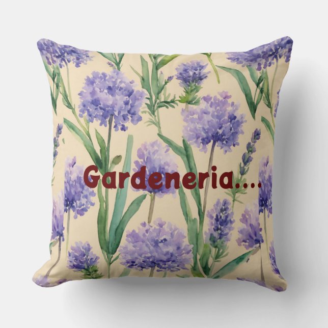 "Flores de lavanda: Cojín decorativo inspirado en  (Anverso)