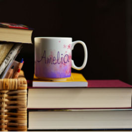 Flores de lavanda coloración de agua taza de café