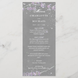Flores de lavanda de color agua menú boda gris