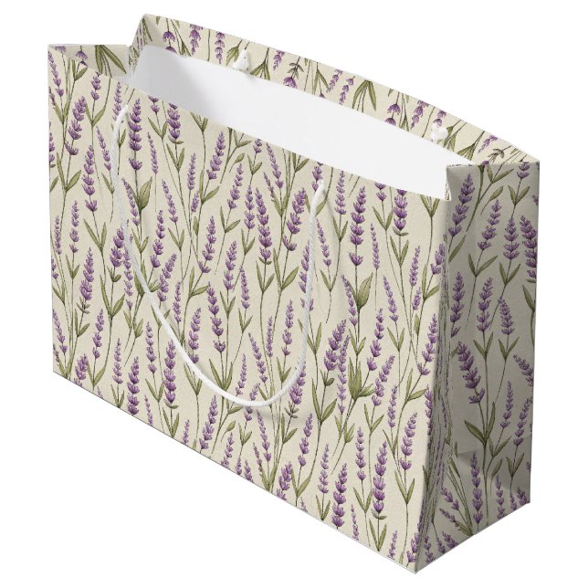 Flores de lavanda Imprimir bolsa de regalo grande (Angulo reverso)