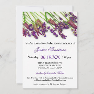 Flores de lavanda - Invitación a baby shower