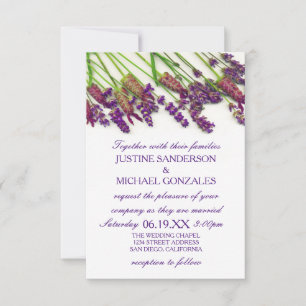 Flores de Lavanda - Invitación de Boda 3X5