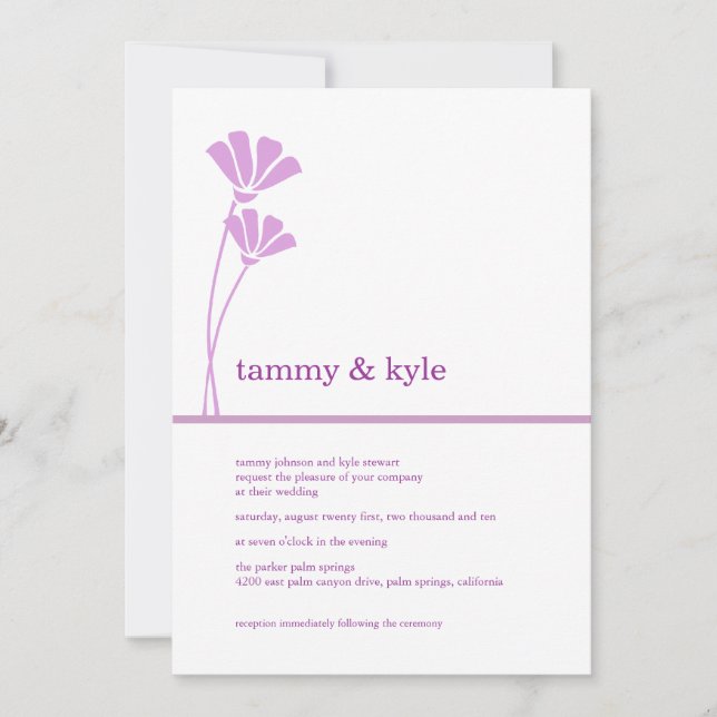 Flores de lavanda, invitaciones de 5x7 (Anverso)