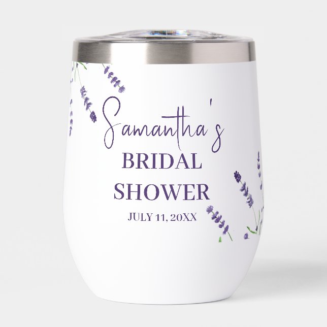 Flores de lavanda Morado acuarela Ducha de novia (Frente)