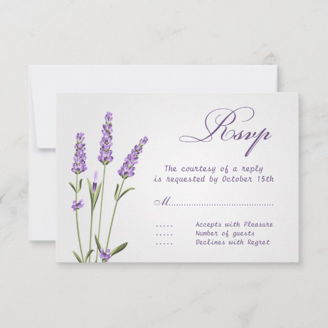 Flores de lavanda púrpura Boda RSVP (Anverso)
