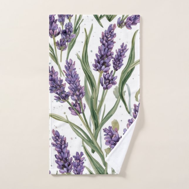 Flores de lavanda púrpura Botánico acuarela (Toalla de mano)