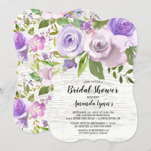 Flores de lavanda rústica Invitación a ducha de no