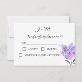 Flores de Lila Acuarela Elegante RSVP de Boda