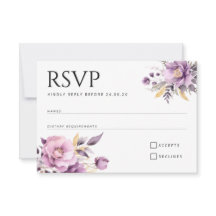 Flores de lila elegantes boda RSVP
