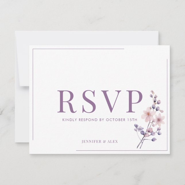 Flores de Lila Modernas Elegantes RSVP (Anverso)