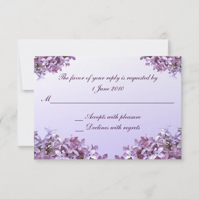 Flores de Lilac Floral Boda RSVP (Anverso)
