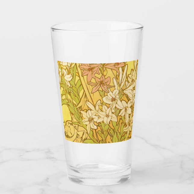 flores de lirio Art Nouveau de Alfonse Mucha (Anverso)