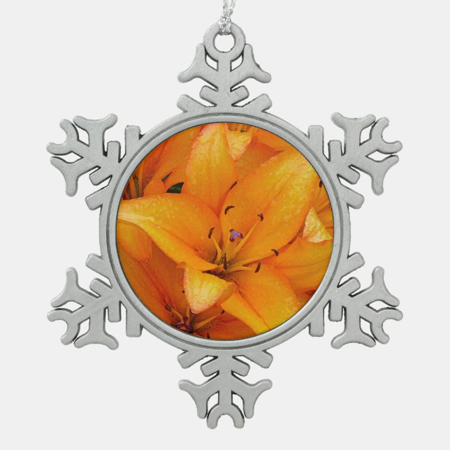 flores de lirio naranja diseño adorno de navidad (Anverso)