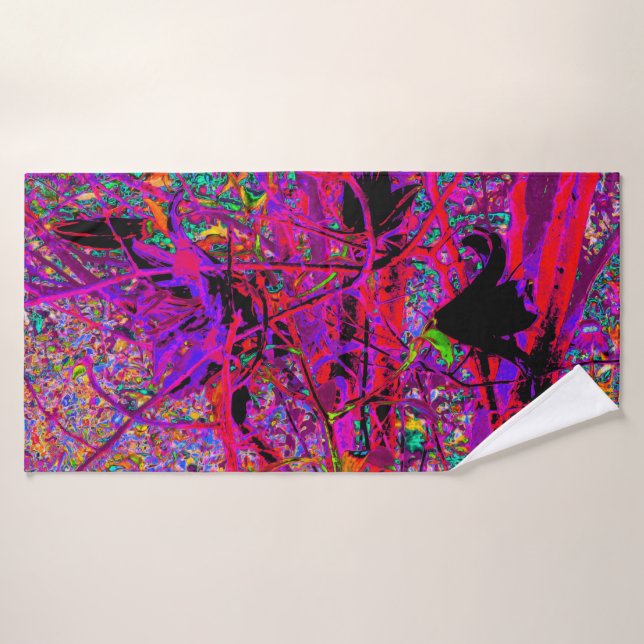 Flores de lirio oriental arcoiris abstracto trippy (Toalla de baño)
