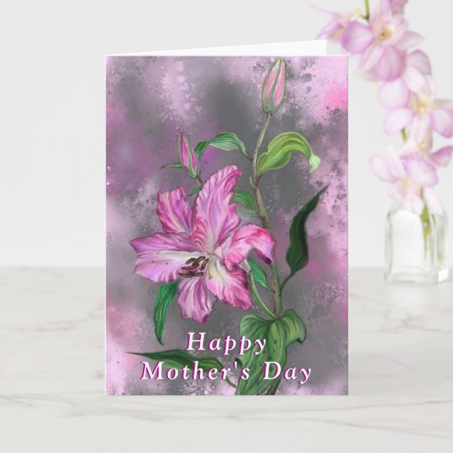 Flores de lirio rosado morado de la tarjeta del dí (Orquídea)