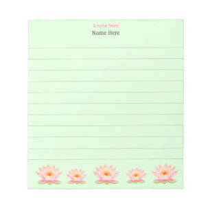 Flores de Loto en Bloc de Notas con Renglones Verd