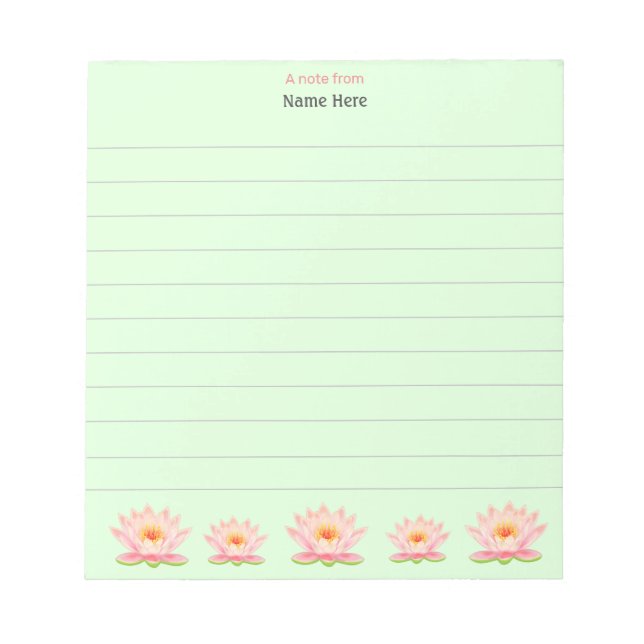 Flores de Loto en Bloc de Notas con Renglones Verd (Frente)