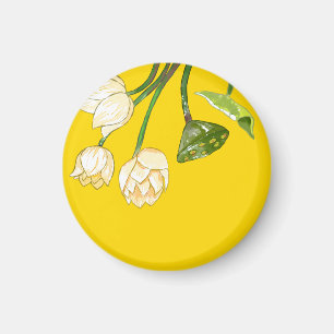 Flores de Lotus amarillo pálido y imán de Lotus Se