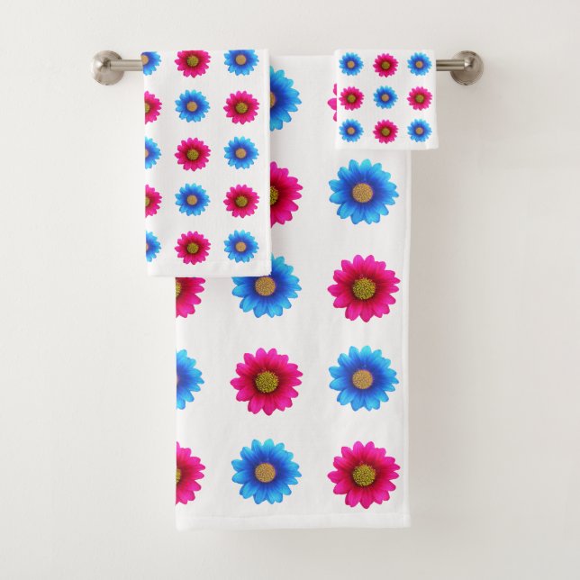 Flores de Magenta y Turquesa Elegantes sobre Blanc (In situ)