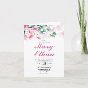 Flores de magnolia rosa invitación natural Boda