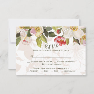 Flores de magnolia verde oliva Boda RSVP