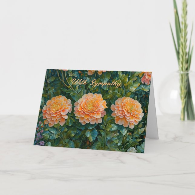 Flores de Mamá naranja en una tarjeta de simpatía  (Anverso)