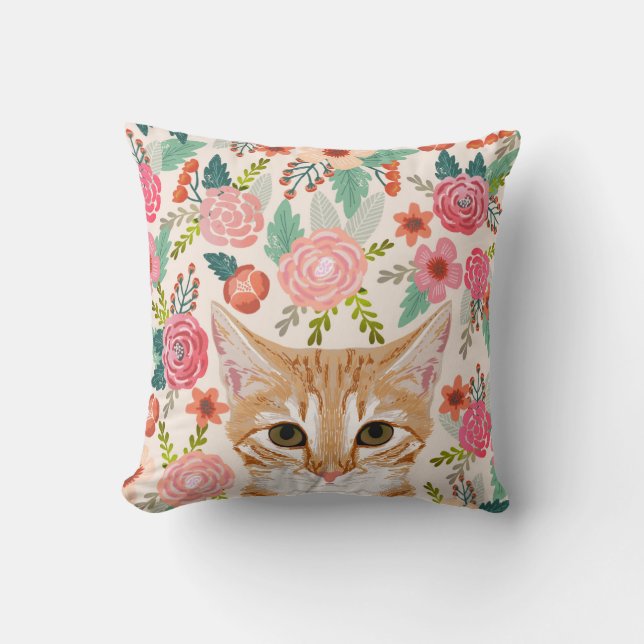 Flores de manantial de gato adorables almohadas de (Anverso)