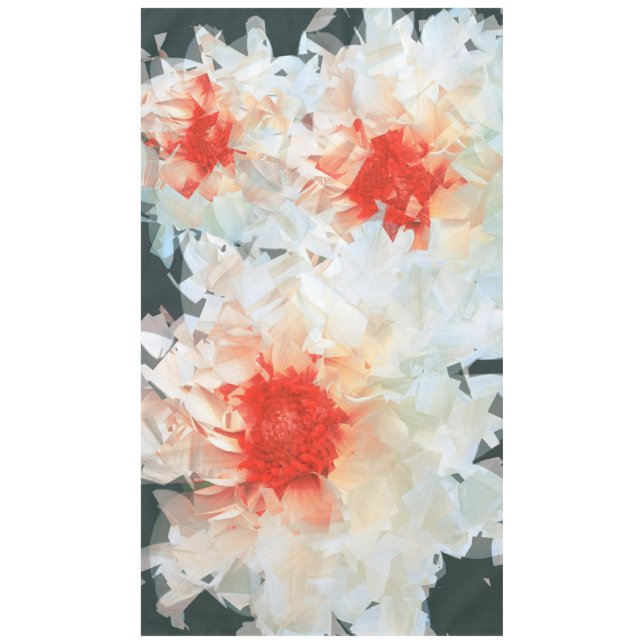 Flores de mantel Cubist blanco negro (Anverso)