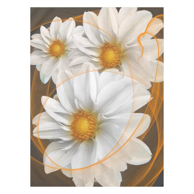 Flores de manteles Naranja blanco negro (Anverso)